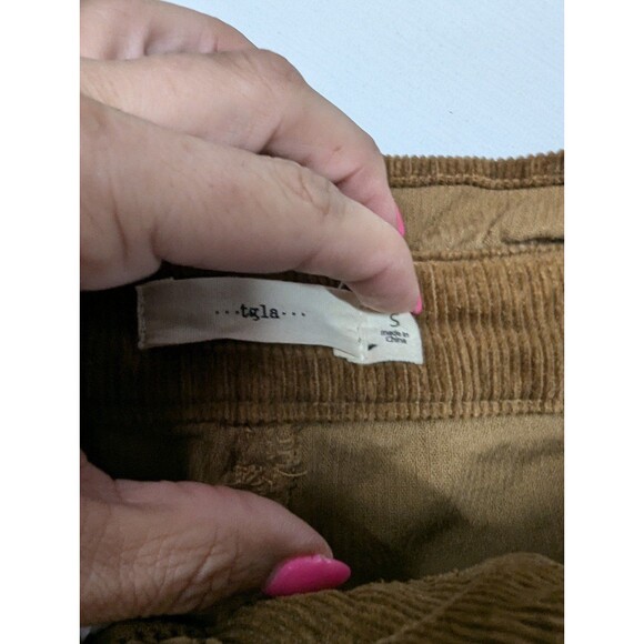 TGLA Small Brown Belted Corduroy Wide Leg Capris pants - Picture 8 of 9